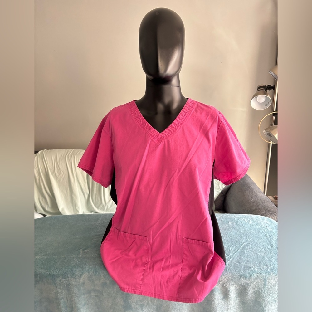 Pink V-Neck Women's Scrub Top